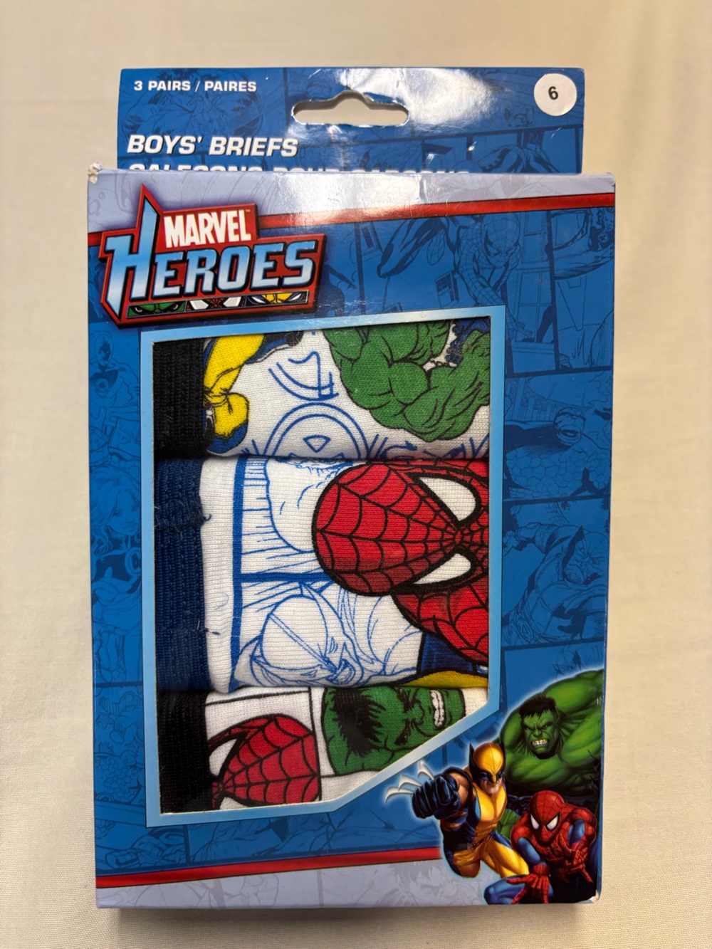 Marcel Heroes Boys Briefs Spiderman Hulk - Age 6